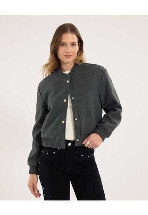 Chaqueta Para Mujer Bomber Color Gris Marca Ostu #40080221