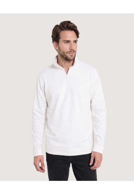 Buzo Half Zip  Para Hombre Crema Ostu
