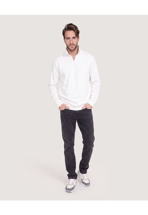Buzo Half Zip  Para Hombre Crema Ostu