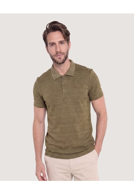 Polo Tricot Textura Premium  Para Hombre Verde Ostu
