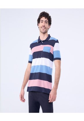 Polo Cuello Tejido A Rayas Para Hombre Azul Ostu
