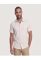 Camisa Texturizada Manga Corta  Para Hombre Beige Ostu de Ostu