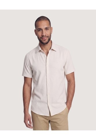 Camisa Texturizada Manga Corta  Para Hombre Beige Ostu Ostu