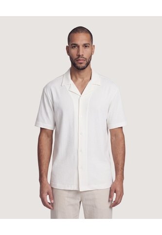 Camisa Resort Acanalada  Para Hombre Crema Ostu Ostu