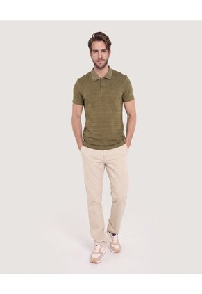 Polo Tricot Textura Premium  Para Hombre Verde Ostu