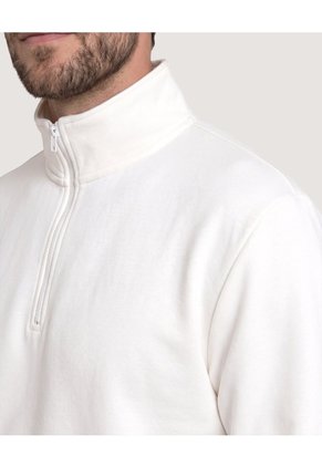 Buzo Half Zip  Para Hombre Crema Ostu