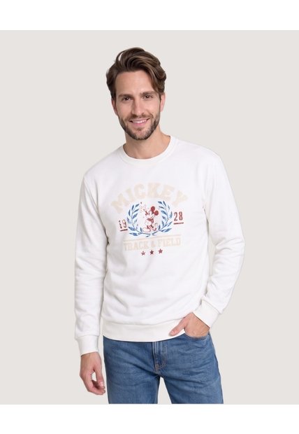 Buzo Mickey Track Club  Para Hombre Crema Ostu