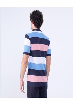 Polo Cuello Tejido A Rayas Para Hombre Azul Ostu