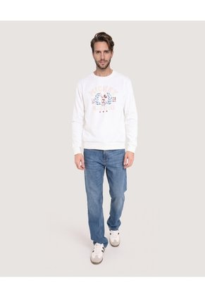 Buzo Mickey Track Club  Para Hombre Crema Ostu