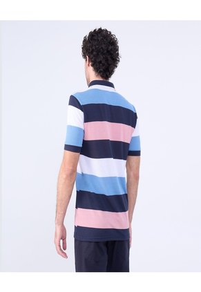 Polo Cuello Tejido A Rayas Para Hombre Azul Ostu
