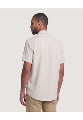 Camisa Texturizada Manga Corta  Para Hombre Beige Ostu