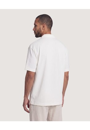 Camisa Resort Acanalada  Para Hombre Crema Ostu