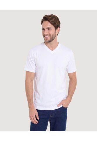 Camiseta Essential Cuello V  Para Hombre Blanco Ostu Ostu