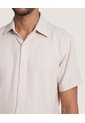 Camisa Texturizada Manga Corta  Para Hombre Beige Ostu de Ostu