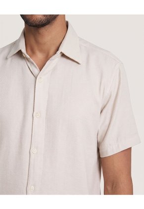 Camisa Texturizada Manga Corta  Para Hombre Beige Ostu