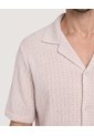 Camisa Resort Tejida Texturizada  Para Hombre Verde Ostu de Ostu
