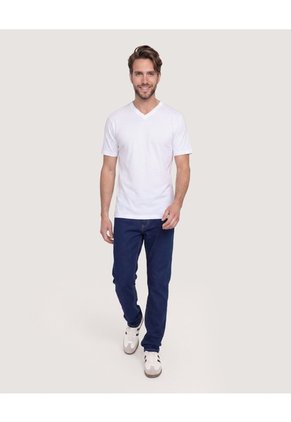 Camiseta Essential Cuello V Para Hombre Blanco Ostu