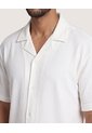 Camisa Resort Acanalada  Para Hombre Crema Ostu de Ostu