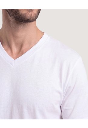 Camiseta Essential Cuello V Para Hombre Blanco Ostu