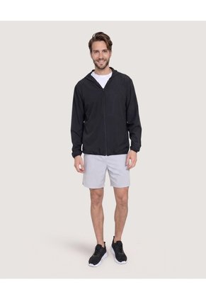 Chaqueta Packable Con Capota  Para Hombre Negro Ostu
