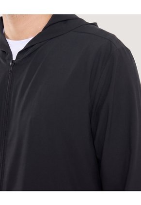 Chaqueta Packable Con Capota  Para Hombre Negro Ostu