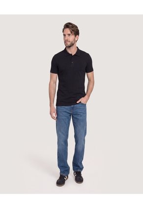 Polo Basica  Para Hombre Negro Ostu