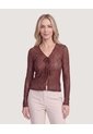 Camiseta Mesh Con Moños  Para Mujer Café Ostu de Ostu