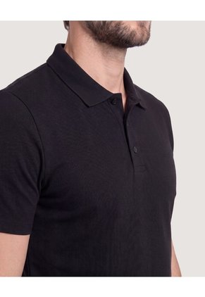 Polo Basica  Para Hombre Negro Ostu