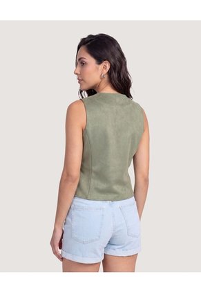 Chaleco Suede Para Mujer Verde Ostu