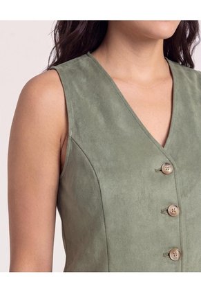 Chaleco Suede Para Mujer Verde Ostu