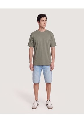 Camiseta Estampado Posterior  Para Hombre Verde Ostu