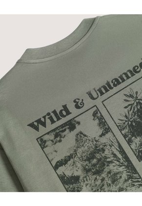 Camiseta Estampado Posterior  Para Hombre Verde Ostu