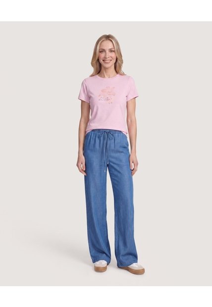 Camiseta Regular Estampada  Para Mujer Lila Ostu