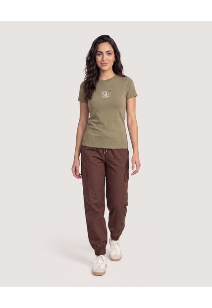 Camiseta Slim Estampada  Para Mujer Verde Ostu