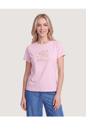 Camiseta Regular Estampada  Para Mujer Lila Ostu