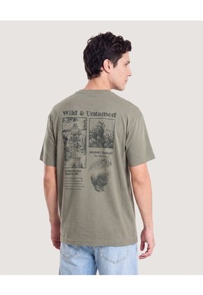 Camiseta Estampado Posterior  Para Hombre Verde Ostu