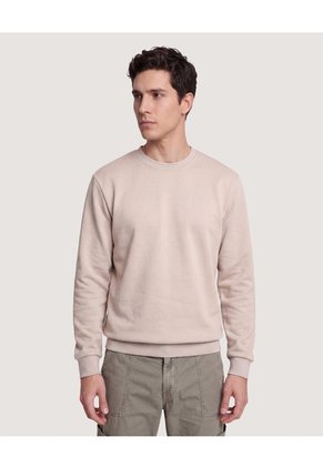 Buzo Cuello Redondo Unicolor  Para Hombre Café Ostu