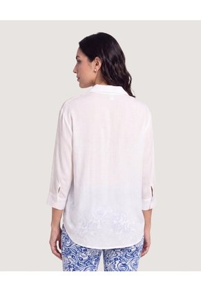 Blusa Fluida Manga 3/4  Para Mujer Blanco Ostu