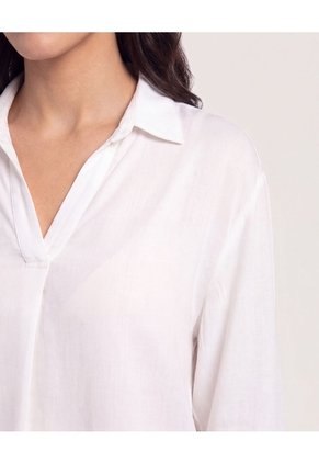 Blusa Fluida Manga 3/4  Para Mujer Blanco Ostu