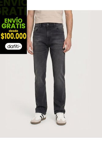 Jean Regular Stretch  Para Hombre Negro Ostu Ostu