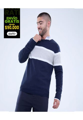 Saco Para Hombre Cuello Redondo Color Azul  Marca Ostu #60330042 Ostu