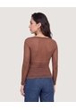 Camiseta Mesh Off Shoulder  Para Mujer Café Ostu de Ostu