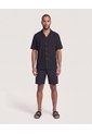 Camisa Resort De Manga Corta  Para Hombre Negro Ostu de Ostu