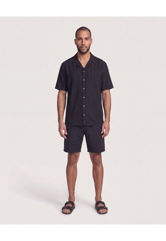Camisa Resort De Manga Corta  Para Hombre Negro Ostu Ostu