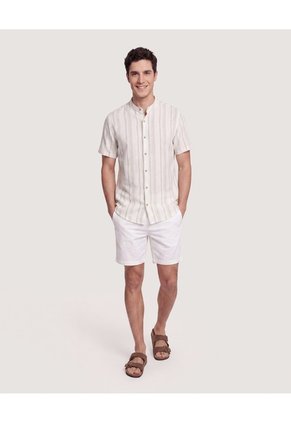 Camisa Manga Corta Cuello Abierto Para Hombre Verde Ostu