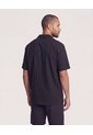 Camisa Resort De Manga Corta  Para Hombre Negro Ostu de Ostu
