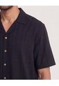 Camisa Resort De Manga Corta  Para Hombre Negro Ostu de Ostu