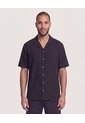Camisa Resort De Manga Corta  Para Hombre Negro Ostu de Ostu