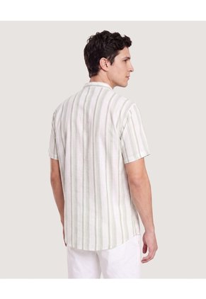 Camisa Manga Corta Cuello Abierto Para Hombre Verde Ostu