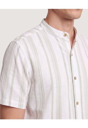 Camisa Manga Corta Cuello Abierto Para Hombre Verde Ostu